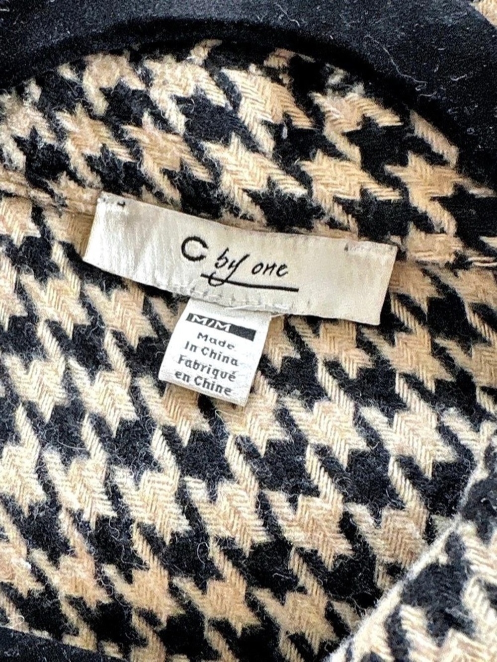 C by one Houndstooth Cropped Jacket in Black & Brown Like New - Picture 3 of 3
